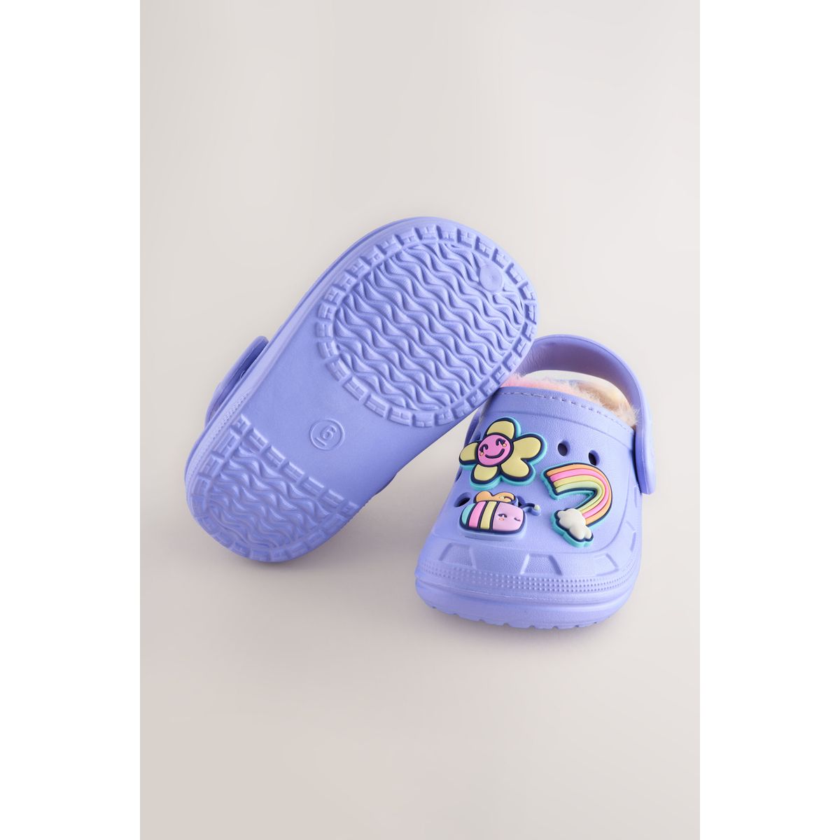 Chaussons sabots doublés de imitation fourrure violet, NEXT