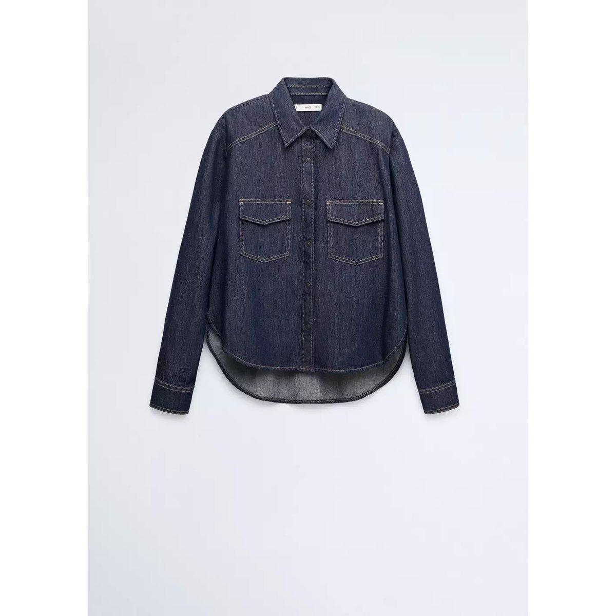 Chemise jean poches à rabat bleu, MANGO