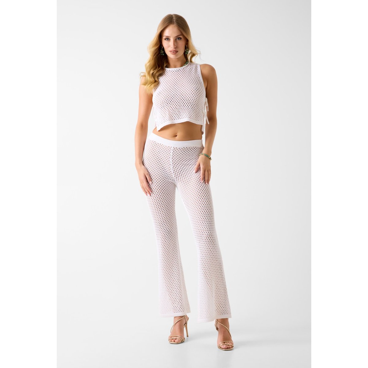 Top Au Crochet Avec Des Liens blanc, GUESS