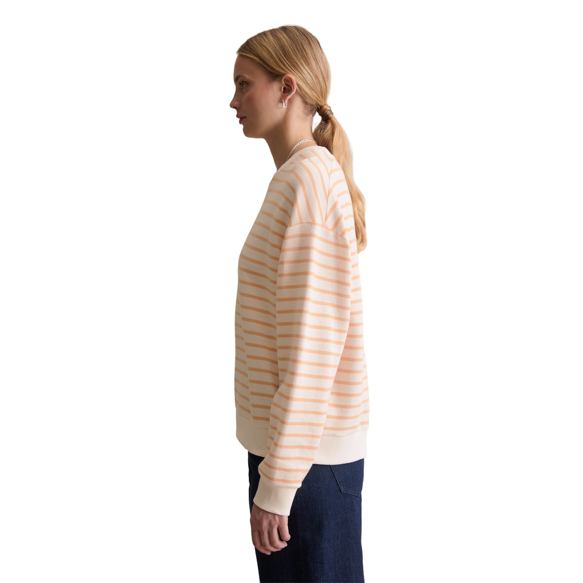 Sweat-shirt à rayures oversize en pur coton organique orange, MARC O’POLO DENIM