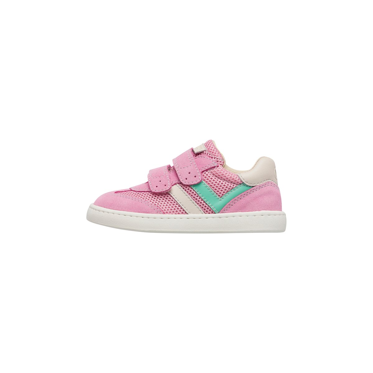 Sneakers pieds nus en cuir et tissu KEVIS 2 VL. blanc-rose-, NATURINO