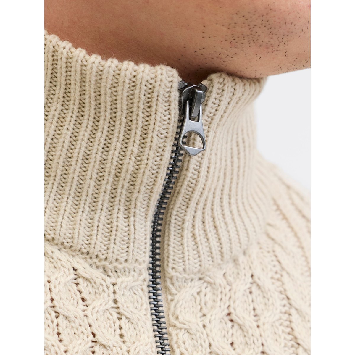 Sweat À Mi-Fermeture Éclair grise - silver lining 1, JACK & JONES