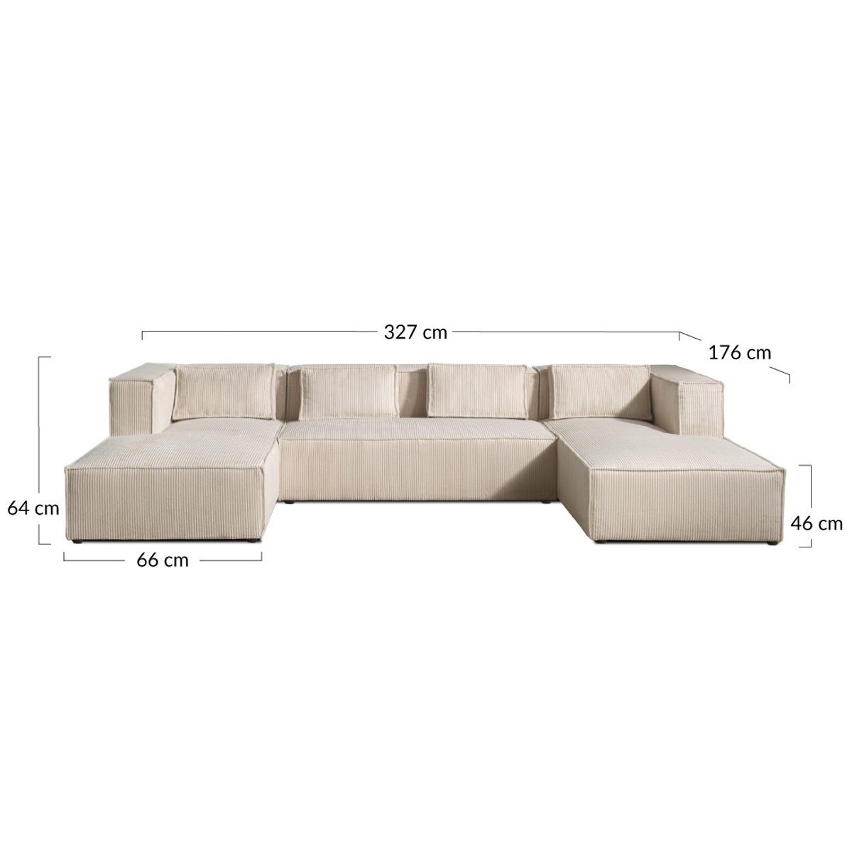 Canapé Panoramique 7 places - STELLA bleu canard, BEST MOBILIER