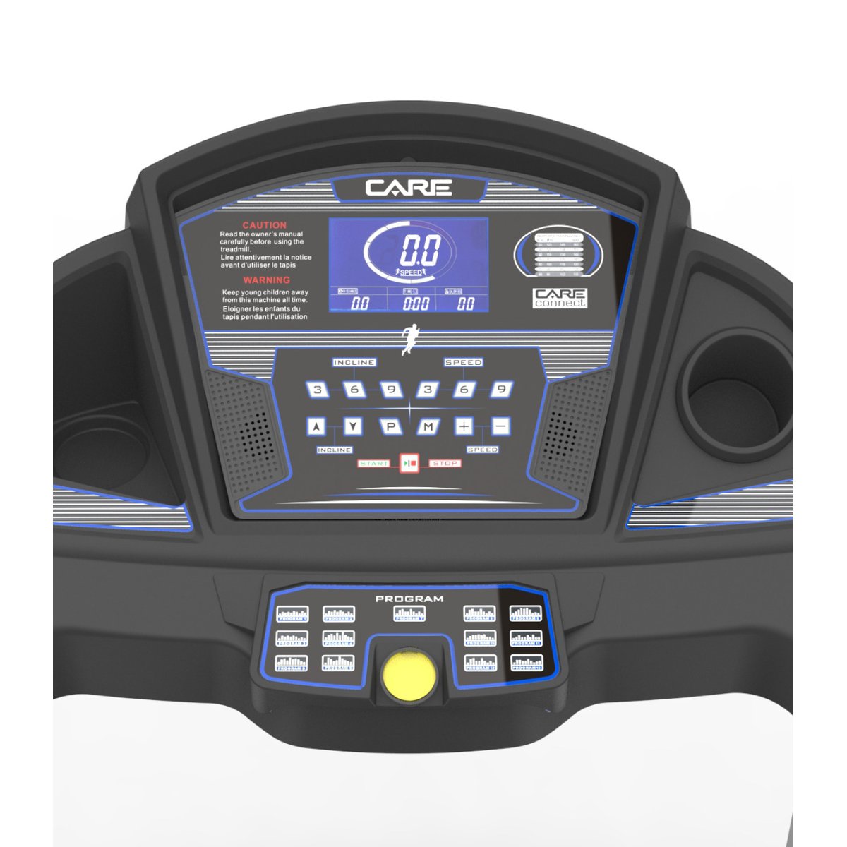 Tapis de course connecté - 16km/h - CARE - CT-705-3 - KINOMAP noir, CARE FITNESS