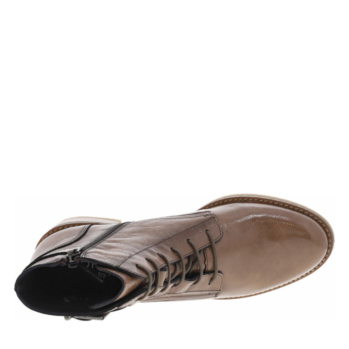Boots en cuir taupe à semelle à talon décroché haut avec deux fermetures taupe, DORKING