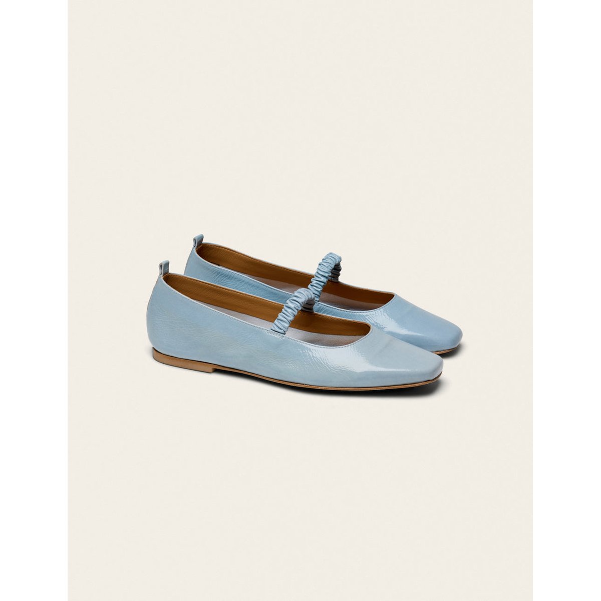 Ballerines SERRA cuir plissé verni bleu glacé, ODAJE
