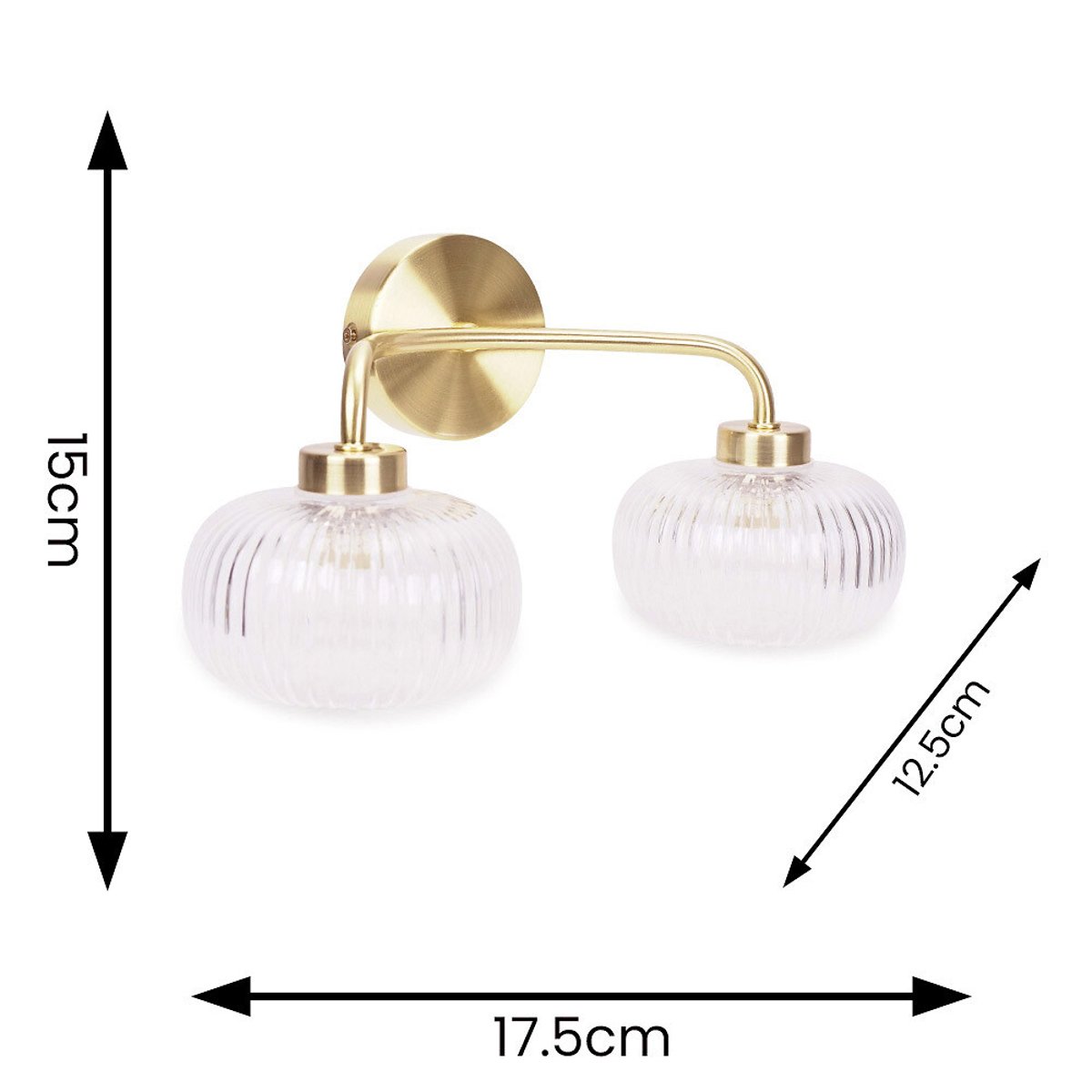 Arran 2-Light Bathroom Wall Light in Brass gold-coloured, SO'HOME
