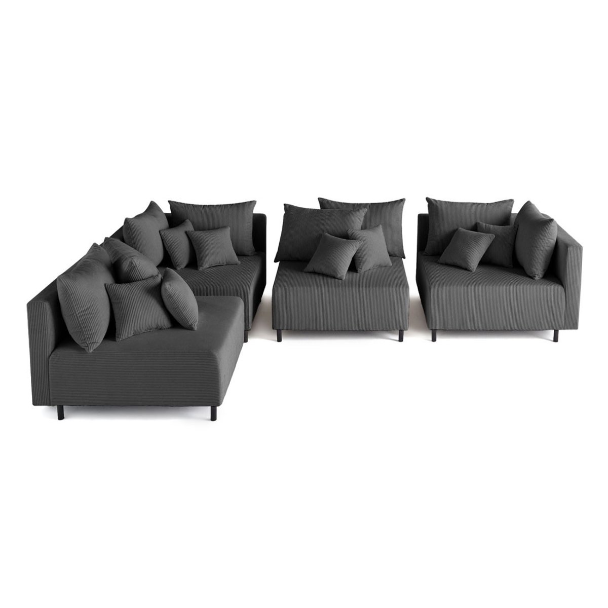 Canapé d'Angle réversible 4 places - EDINBURG gris foncé, BEST MOBILIER