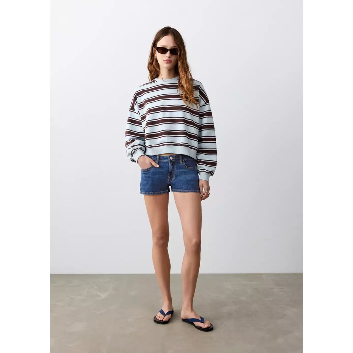 Mini short taille basse bleu foncé, MANGO TEEN
