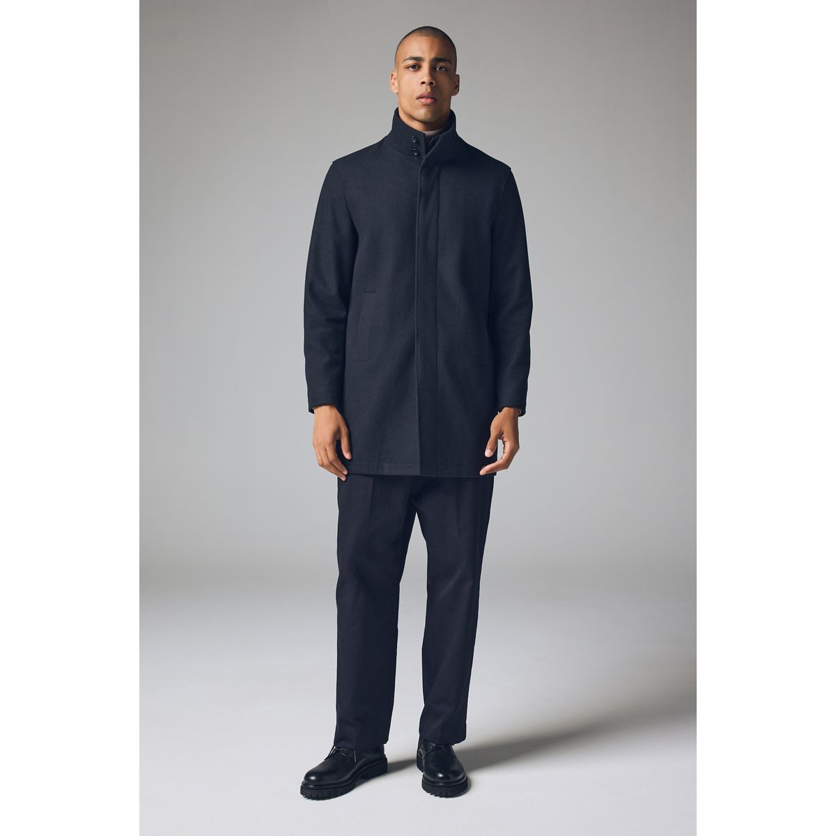 Manteau à col cheminée noir, NEXT
