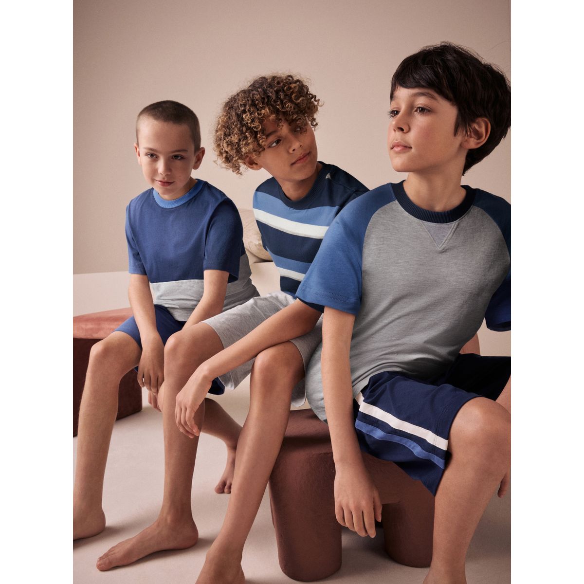 Pyjama short, lot de 3 bleu marine/gris, NEXT