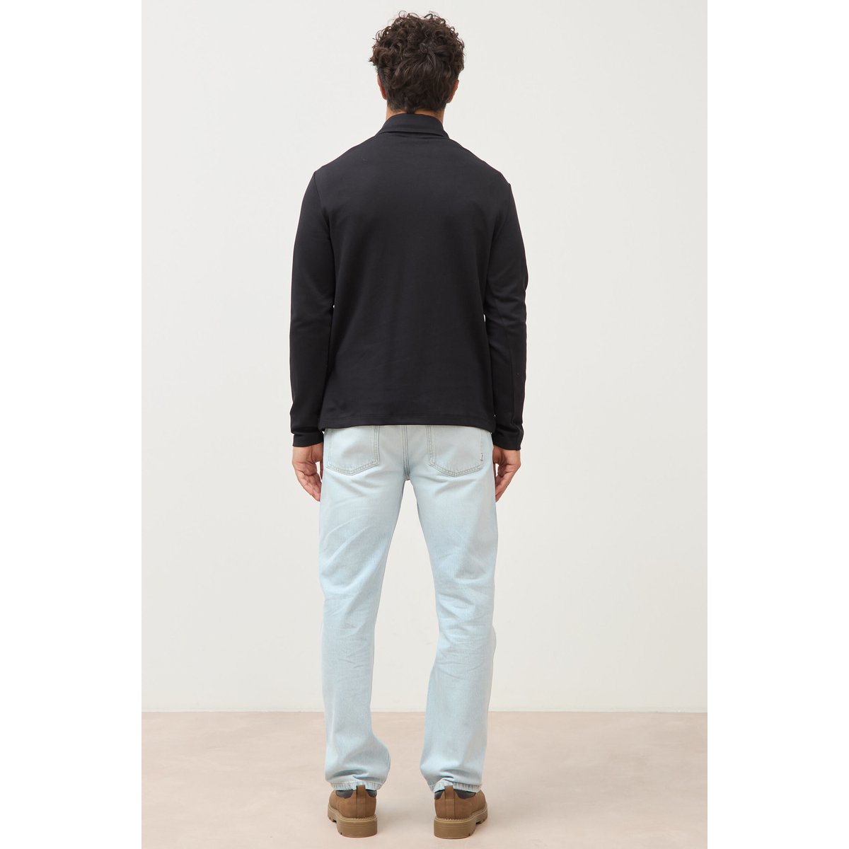 Polo droit manches longues noir, BONOBO
