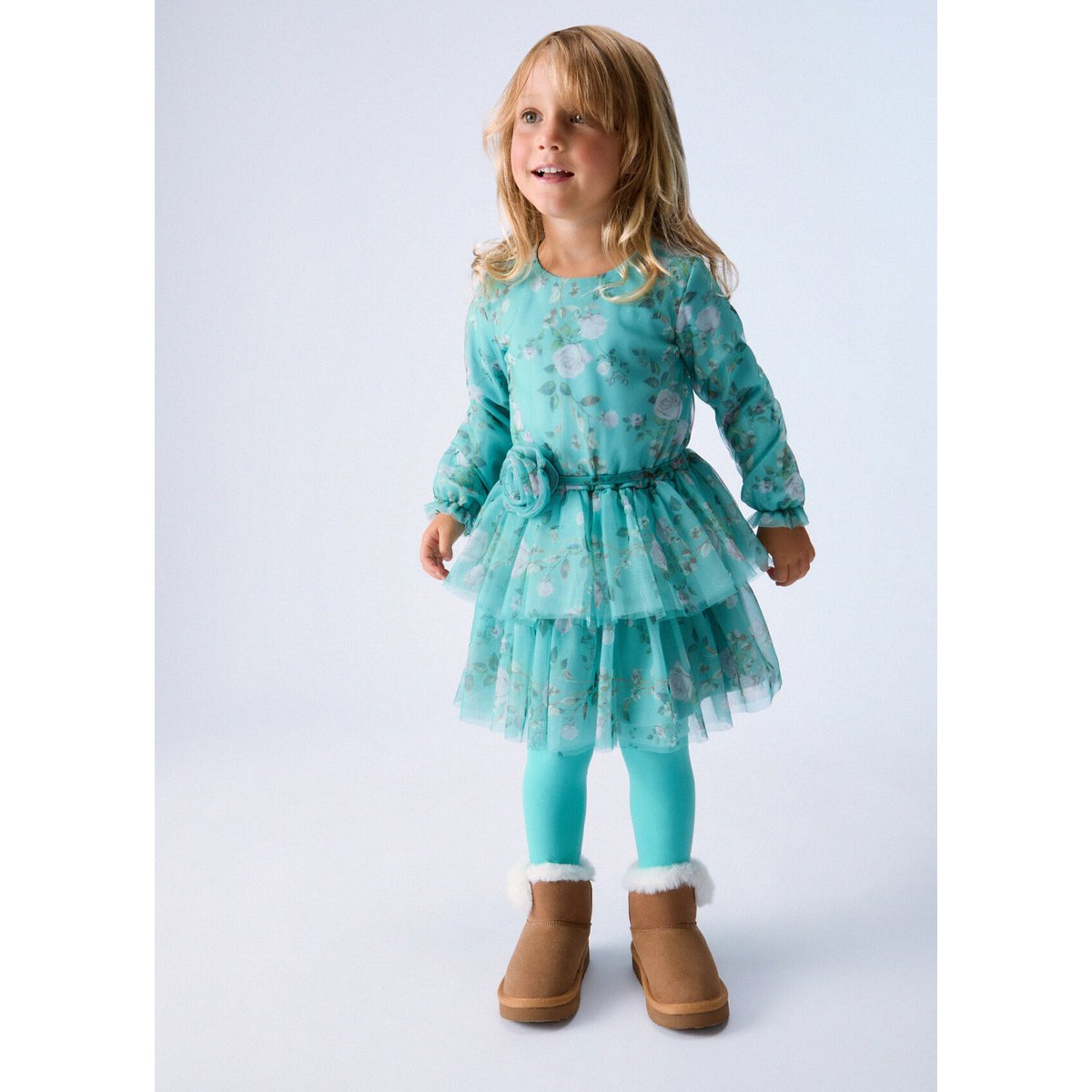 Robe courte en tulle imprimé vert, LIU JO