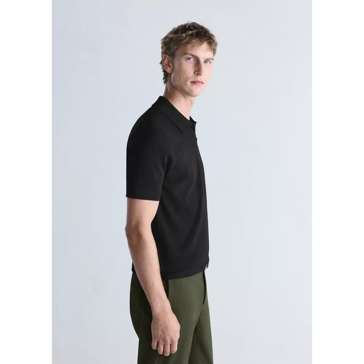 Sweat confort extensible à zip noir, MANGO MAN