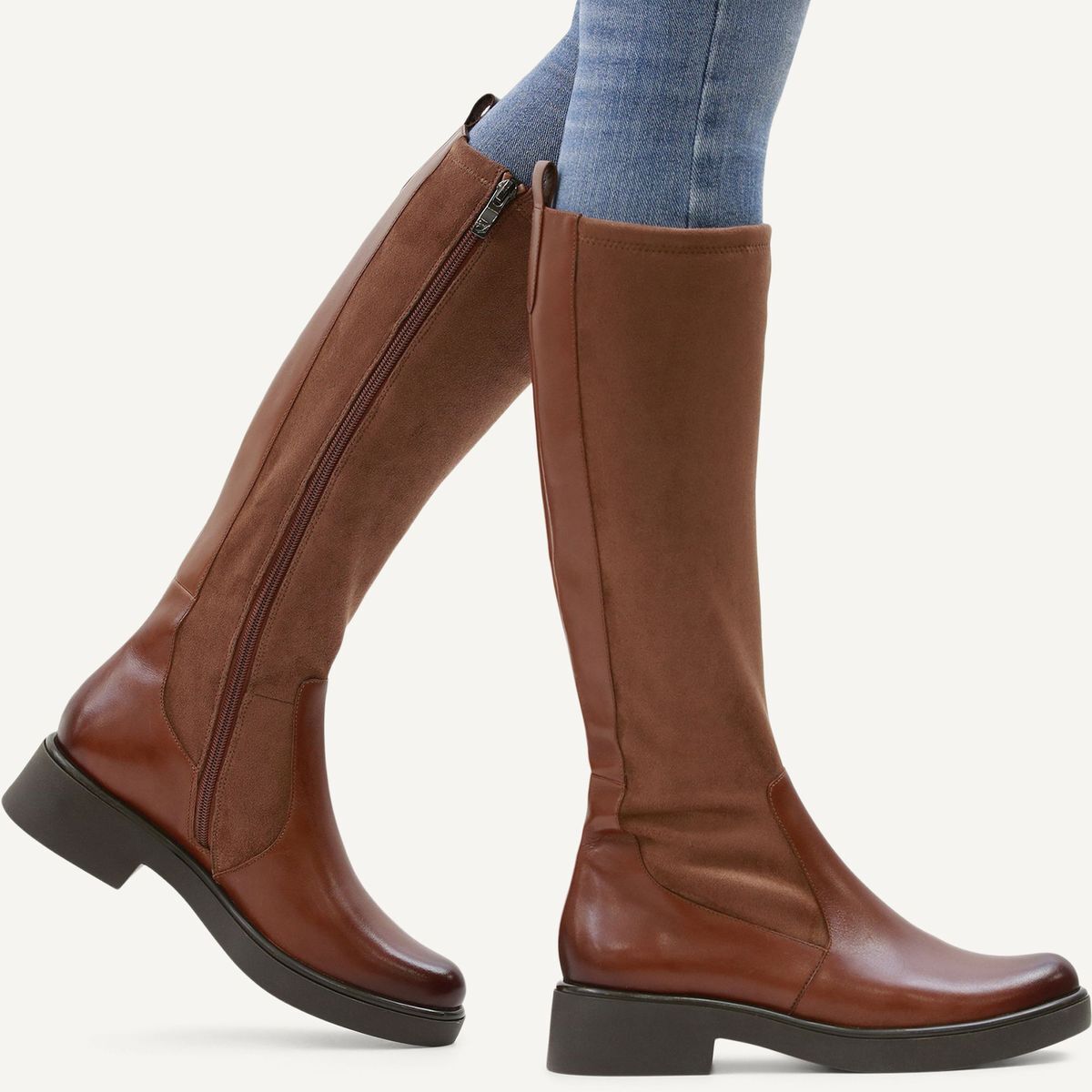 Bottes talon bloc marron chocolat nubuck, CAPRICE