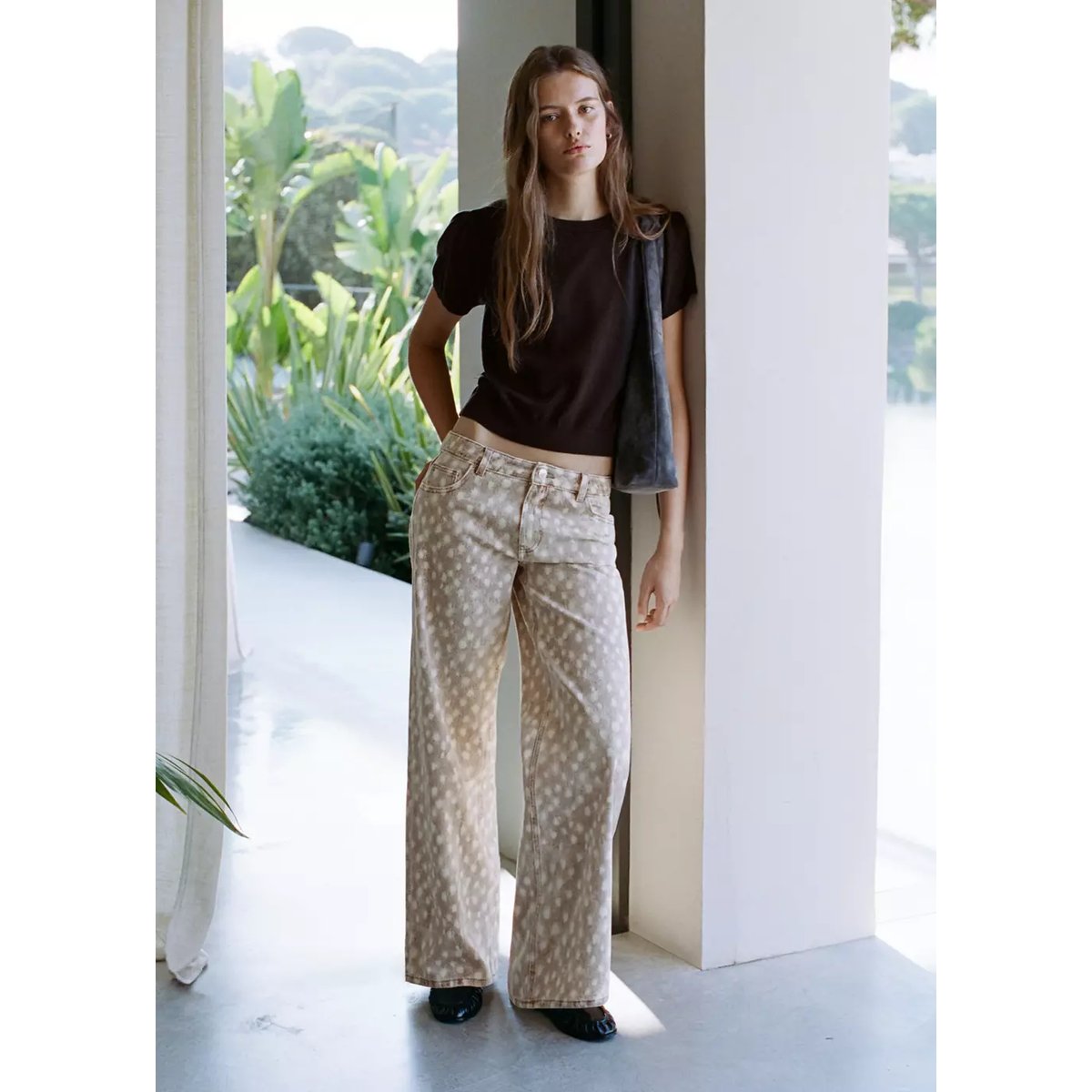 Pull en maille à manches courtes marron, MANGO TEEN