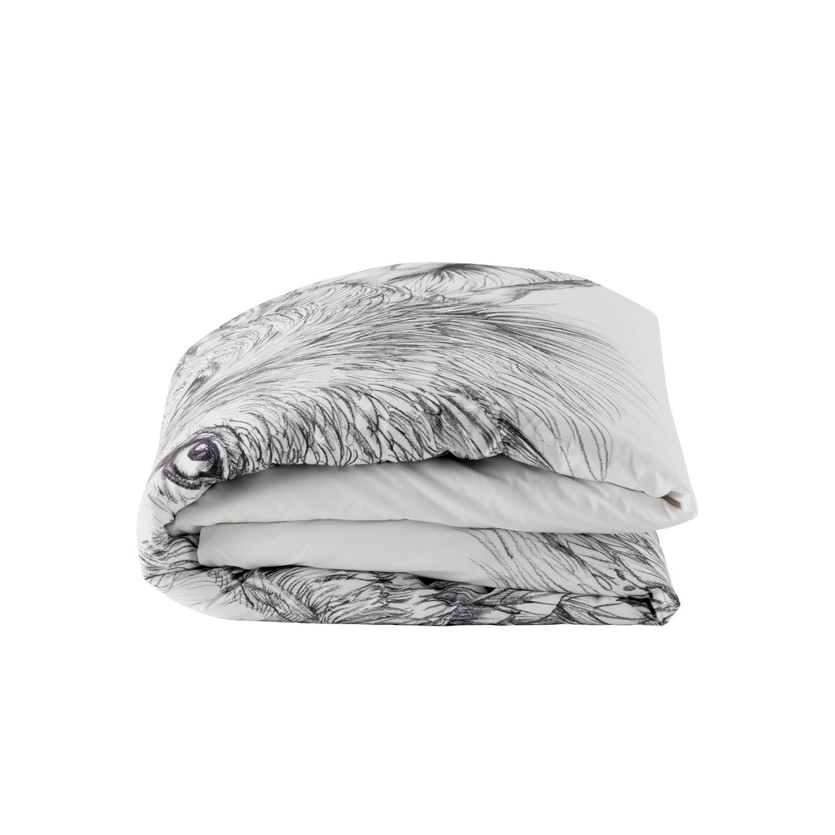 Housse de couette réversible coton IETULOU imprimé, CARRE BLANC