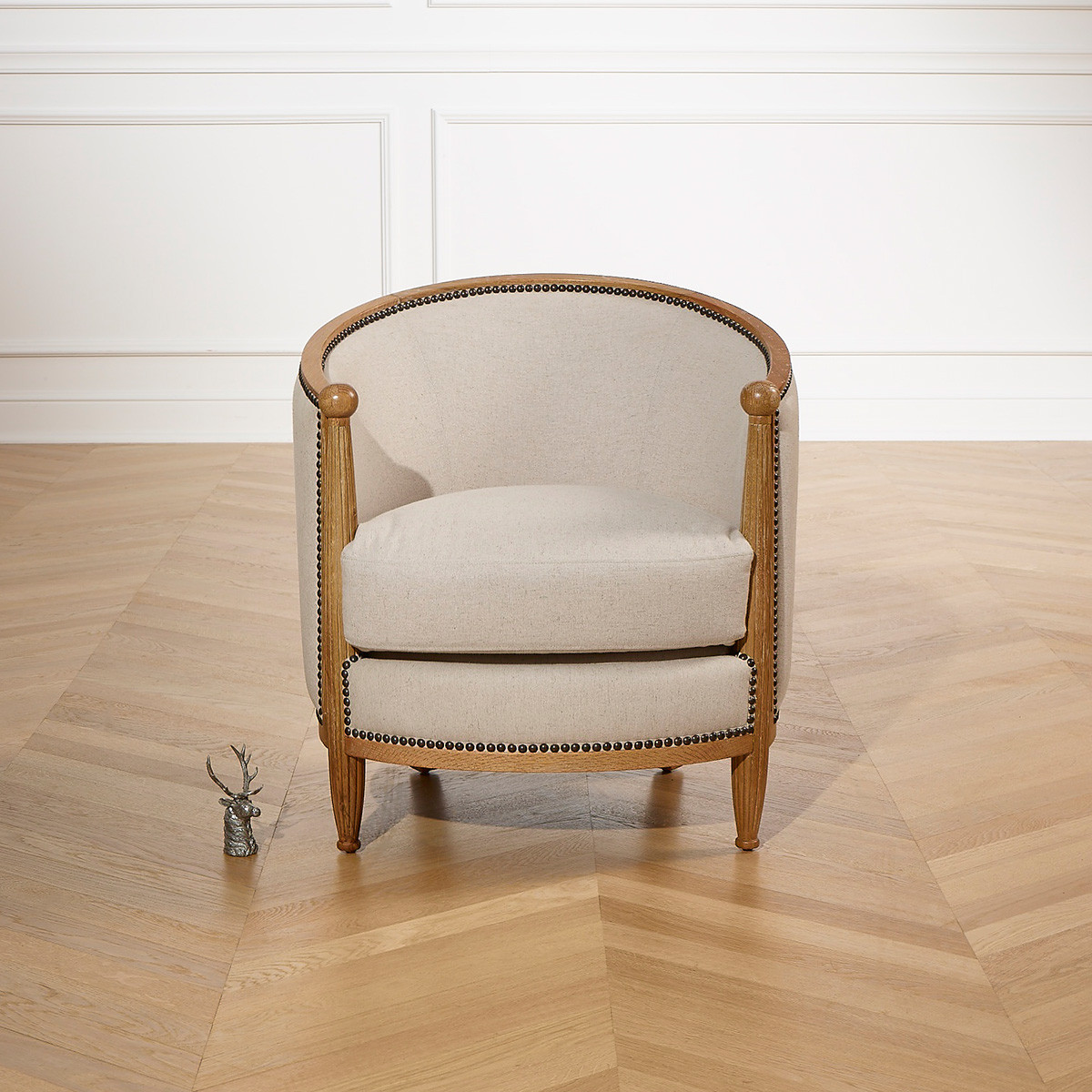 Fauteuil en chêne massif et lin CAROLE ficelle, ROBIN DES BOIS