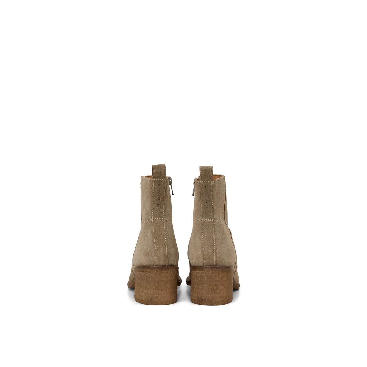 Bottines Modèle Marcia en cuir velours doux marron clair, MARC O'POLO