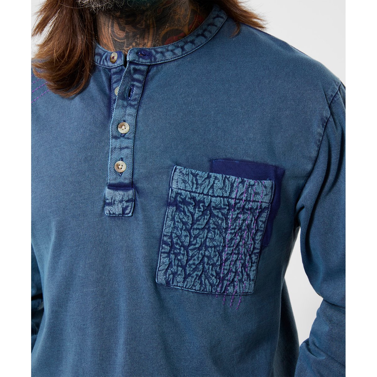 Incroyable Henley Indigo Personnalisé bleu, JOE BROWNS