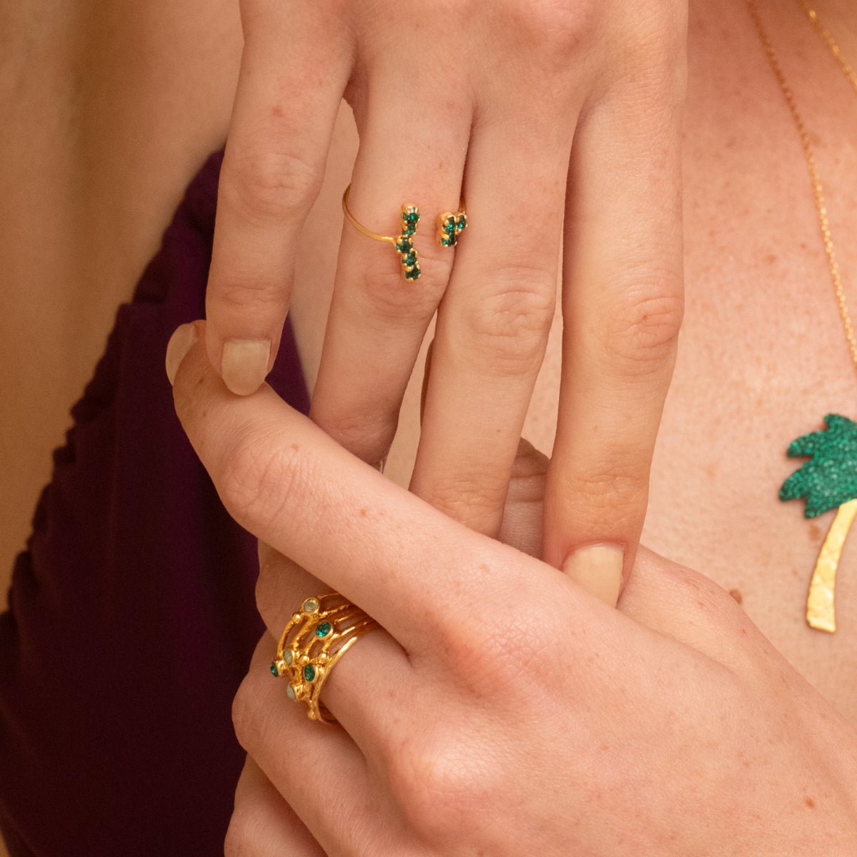Bague émeraude plaquée or - ofee vert, CAROLINE NAJMAN
