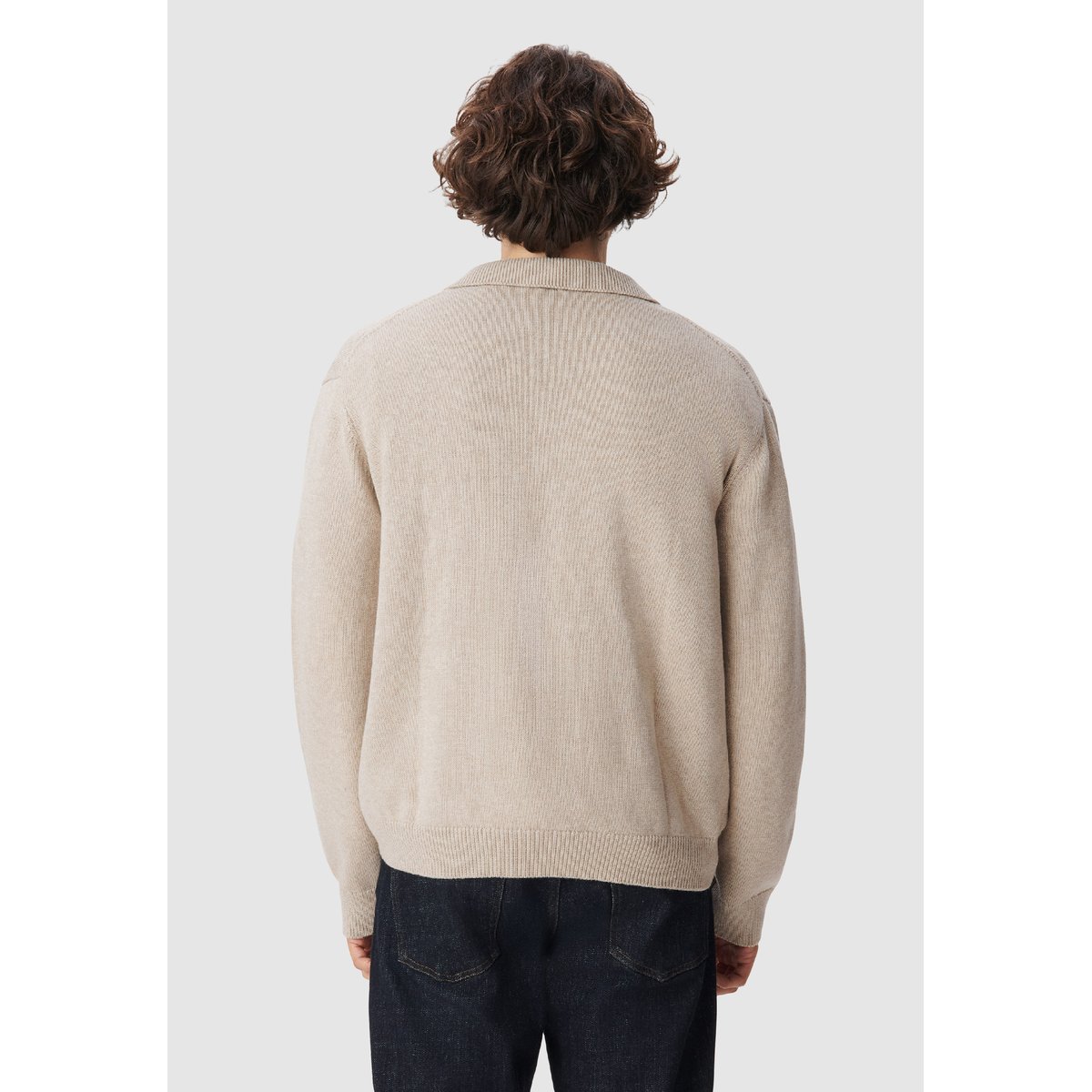 Pull col polo tricot beige, IKKS