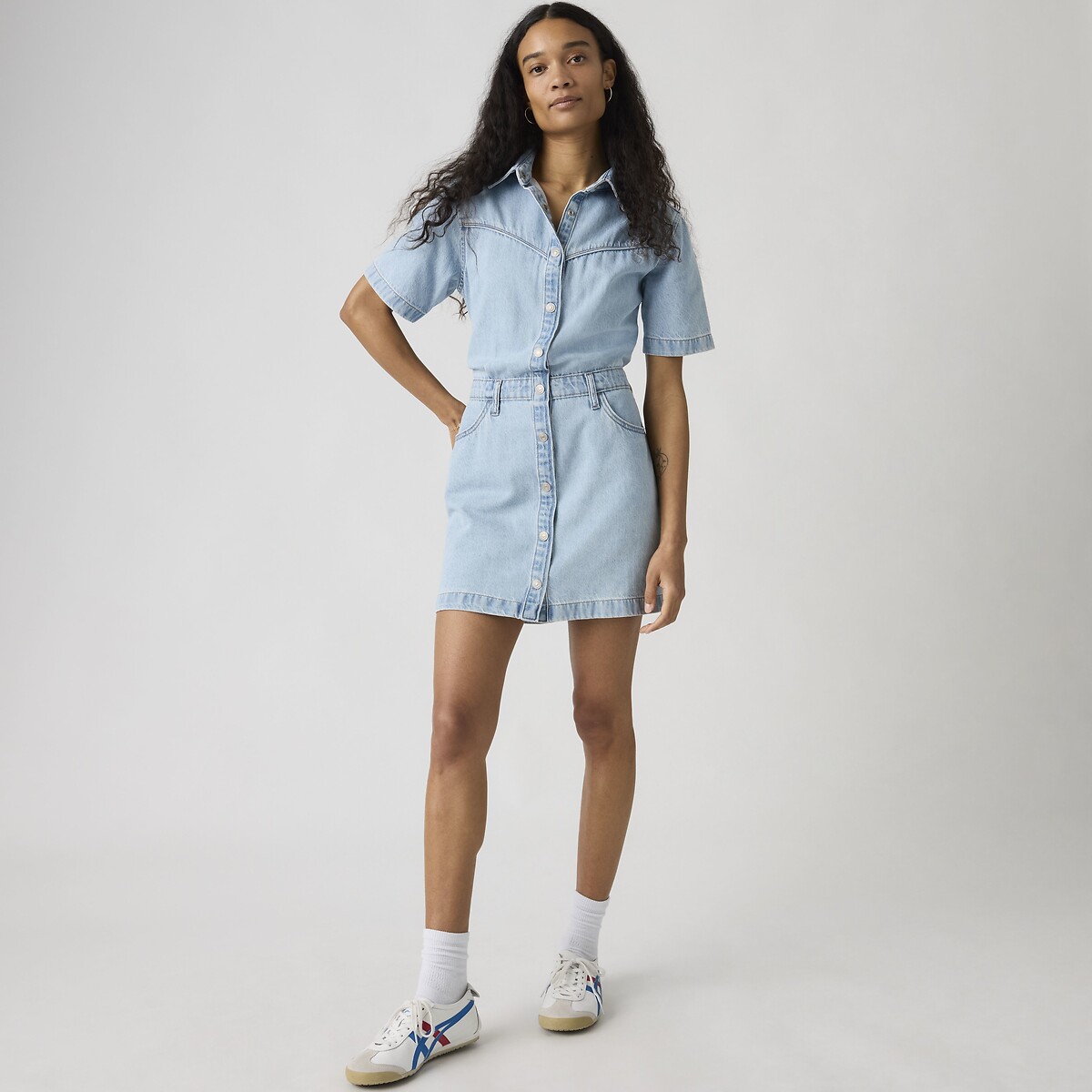 Abito corto in denim a maniche corte jeans chiaro, LEVI'S
