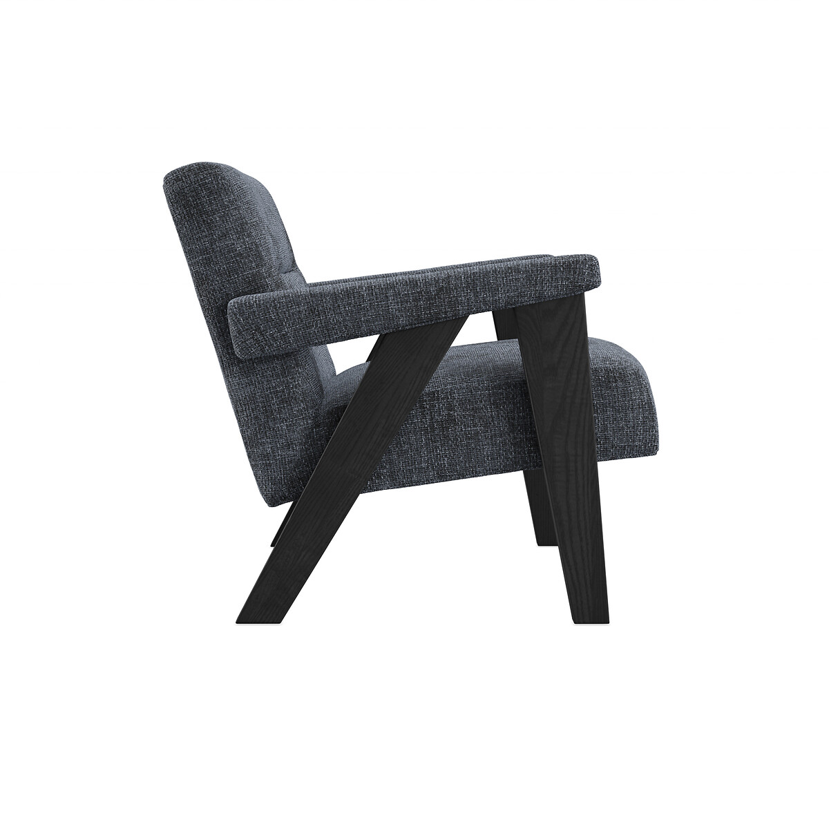 Alessa Tweed Velvet Upholstered Accent Armchair carbon/black, ÉDITÉ