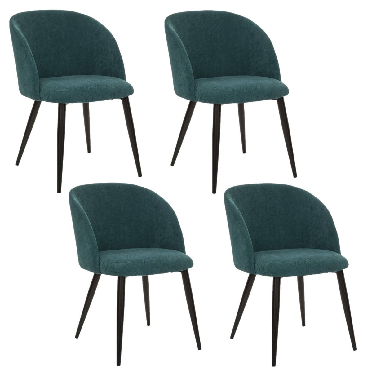 Lot de 4 chaises en velours côtelé CELESTE vert, TOILINUX