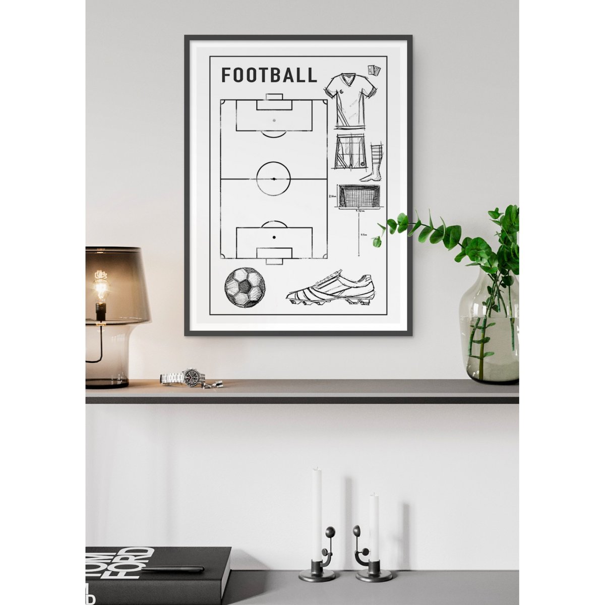 Affiche Terrain de football blanc, L'AFFICHERIE