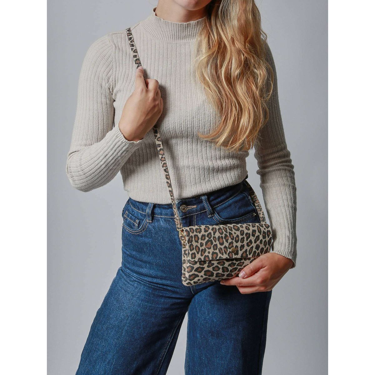 Sac bandoulière Velvet leopardo cuir larice p, MILANO