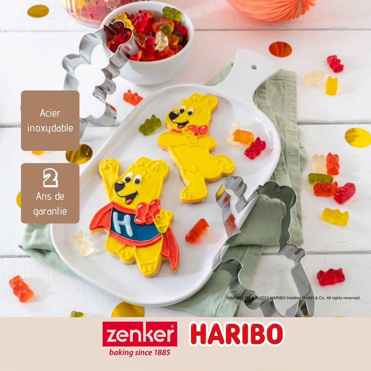Lot de 2 emporte-pièces motif ourson HARIBO inox, ZENKER