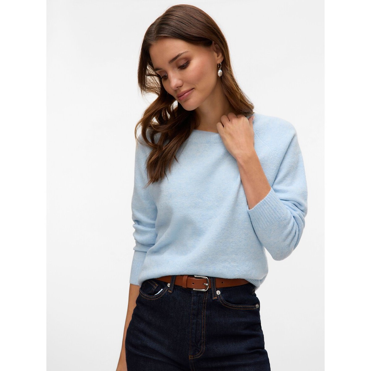 Jersey de punto sedoso azul claro jaspeado, VERO MODA