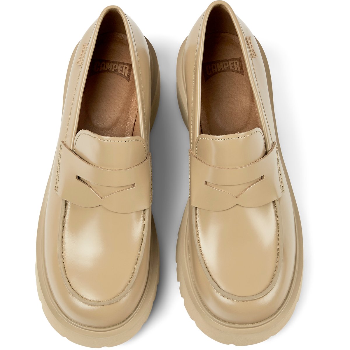 Mocassins Milah cuir beige moyen, CAMPER