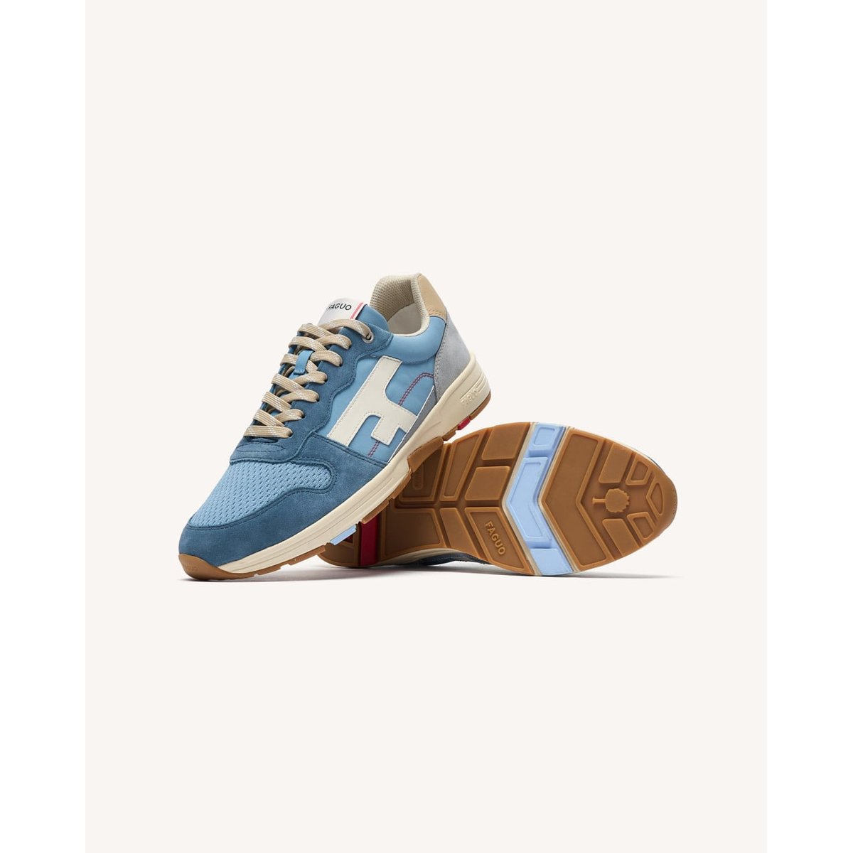 Running tissu suede OLIVE bleu grisé, FAGUO