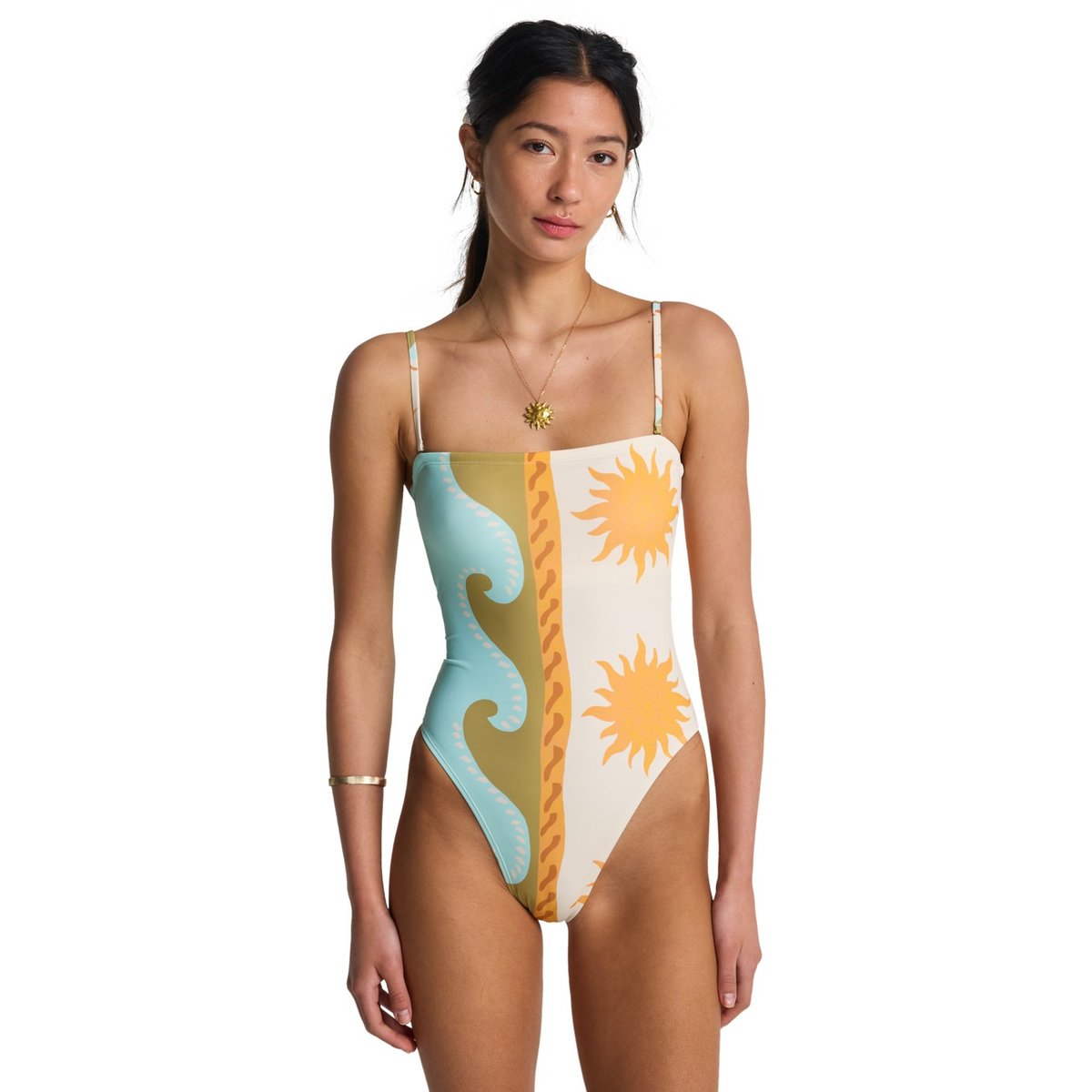 Maillot de bain une pièce bustier SUNBLIND TULLY HI ONE-PIECE blanc salt crystal, BILLABONG