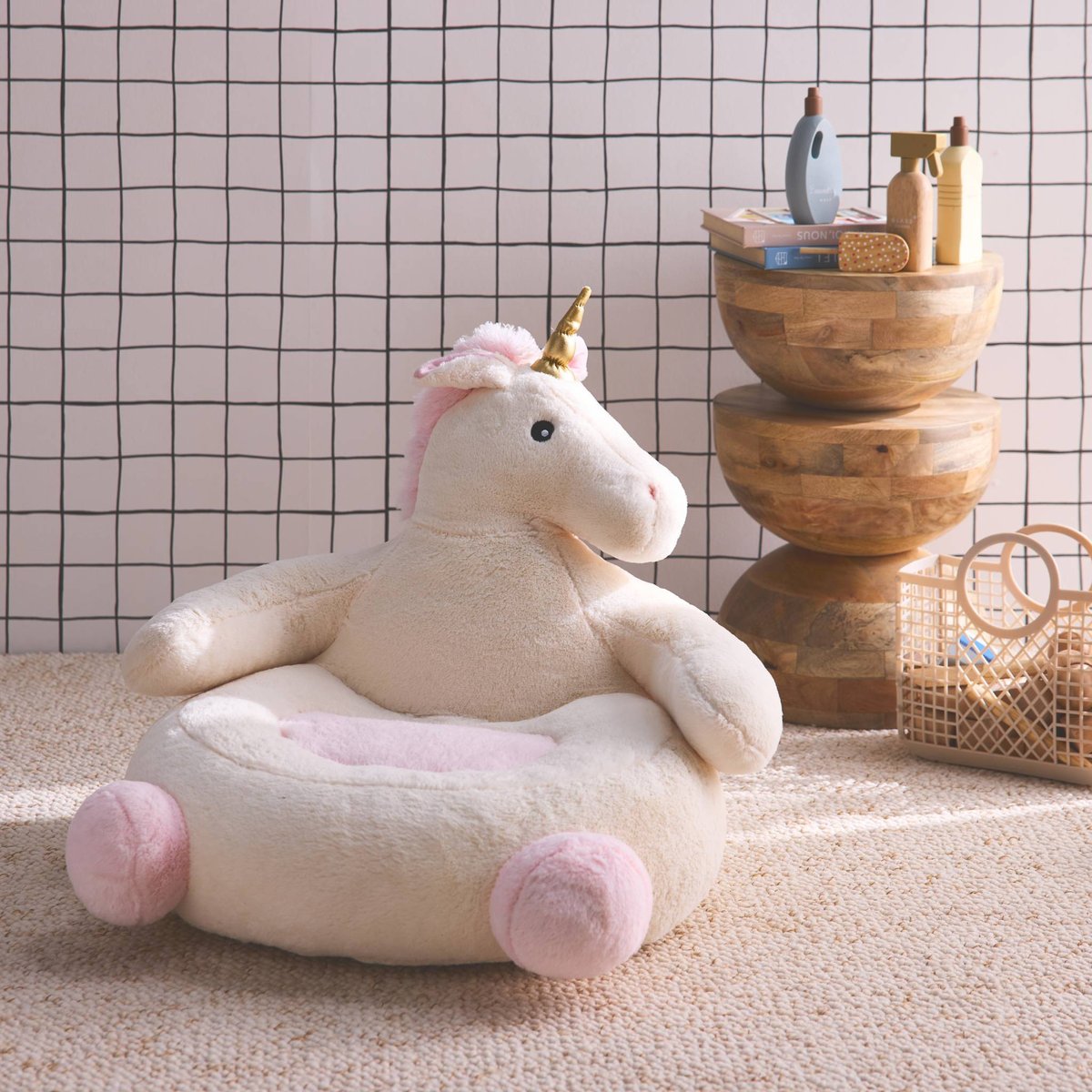 Fauteuil licorne pour enfant LULU rose / blanc, SWEEEK
