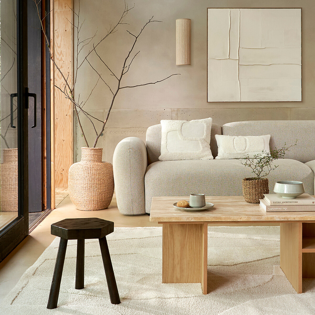 Bild Resa, Leinen, 100 x 100 cm weiss, LA REDOUTE INTERIEURS