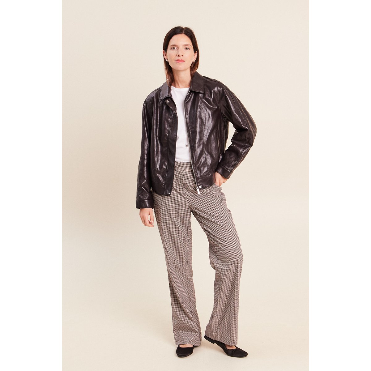 Blouson col montant capuche amovible marron, BREAL