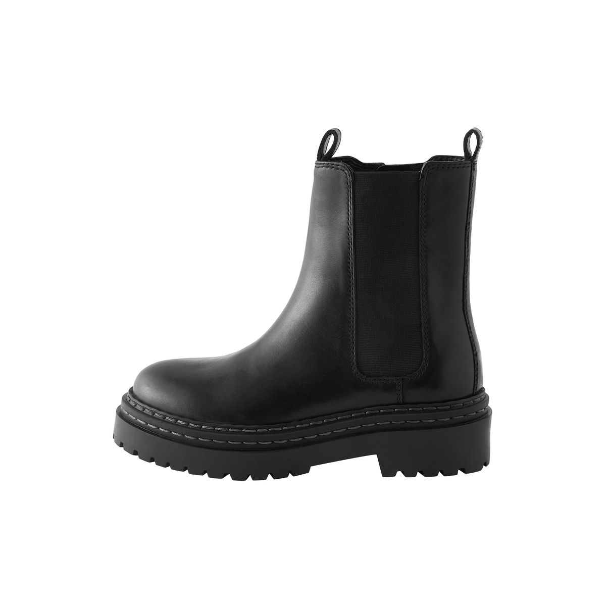 Bottines chelsea en cuir à semelle épaisse noir, NEXT