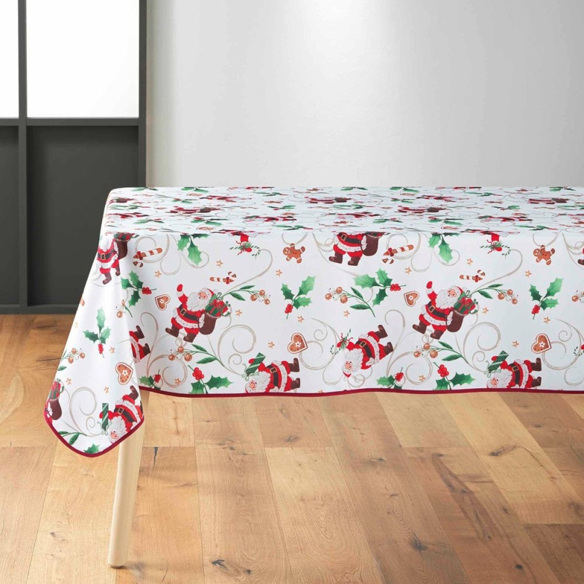Nappe Rectangulaire Pere Noel 150x240  Coloris Blanc blanc, DECORATIE