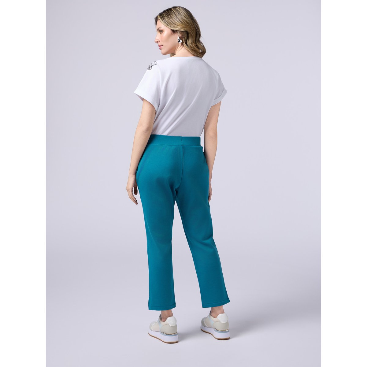 Cotton blend joggers petrol blue, OLTRE