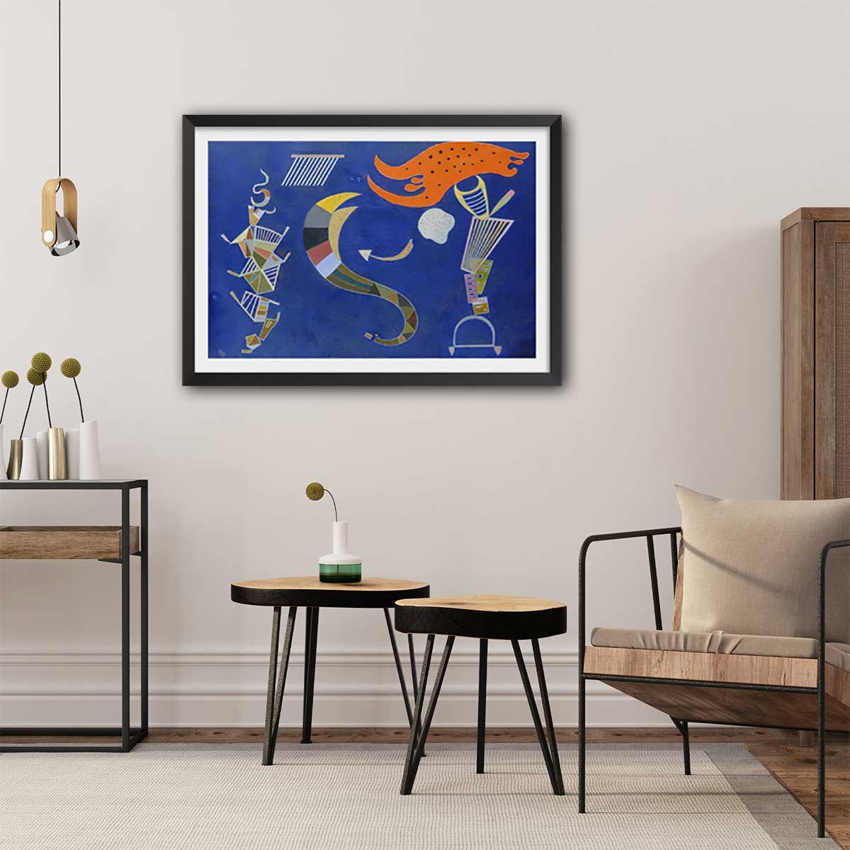 Poster La Flèche par Wassily Kandinsky affiche + cadre en bois - noir, HEXOA