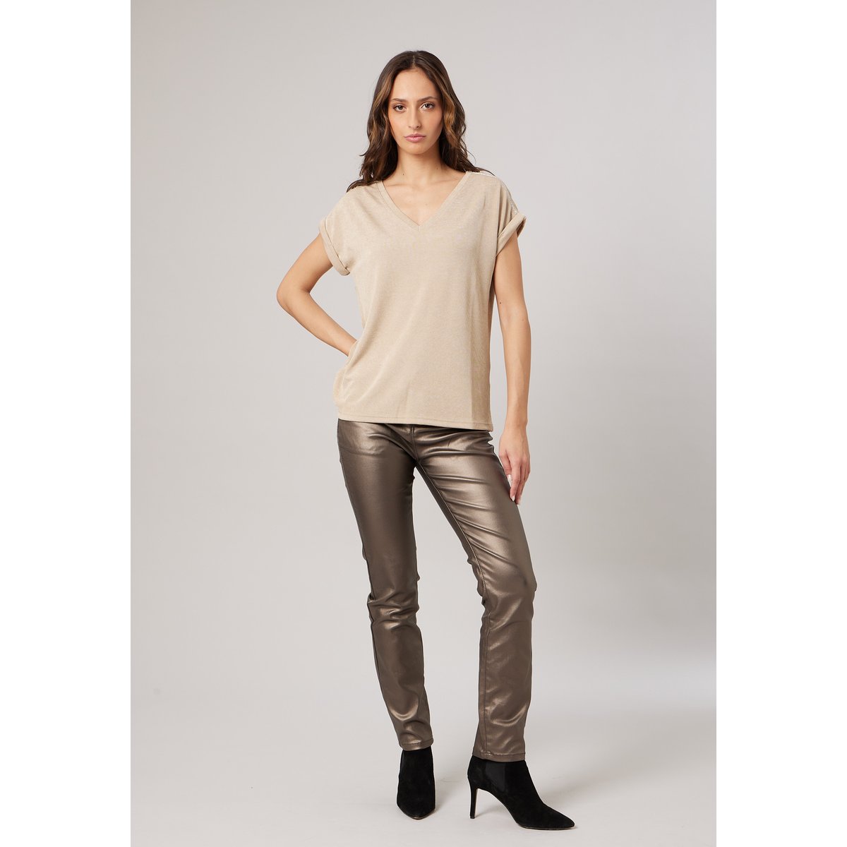 T-shirt fluide femme KRIVIA beige, DEELUXE