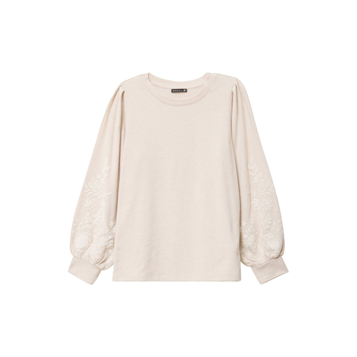 Pull duveteux col rond manches longues creme, BREAL
