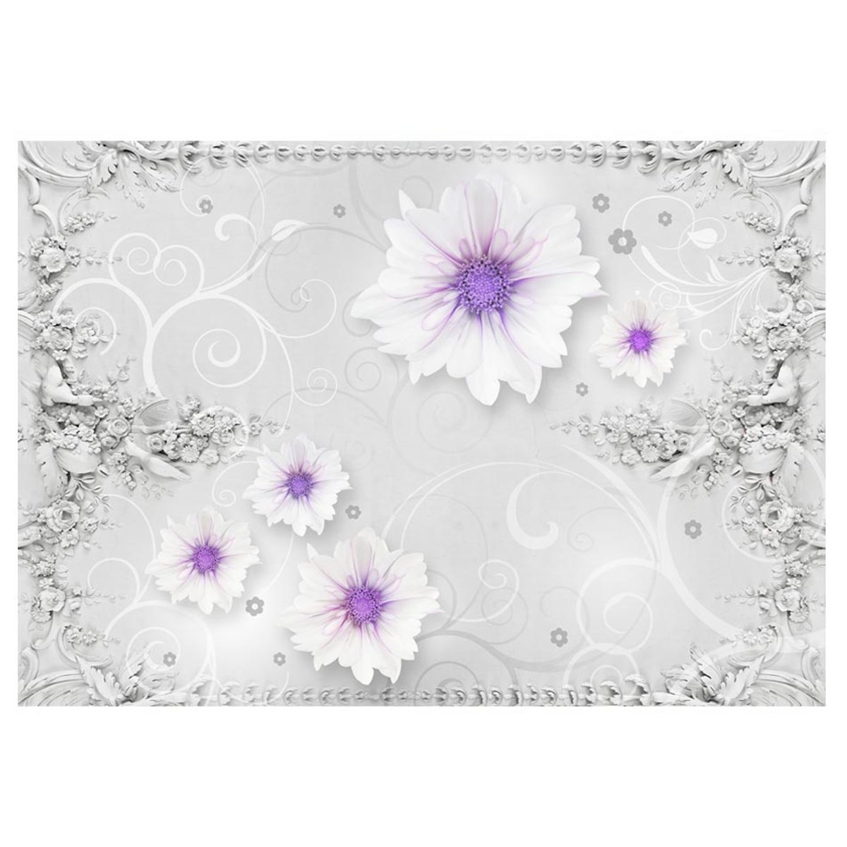 Papier peint intissé panoramique Fleurs Rise of romantic love violet, EDEN