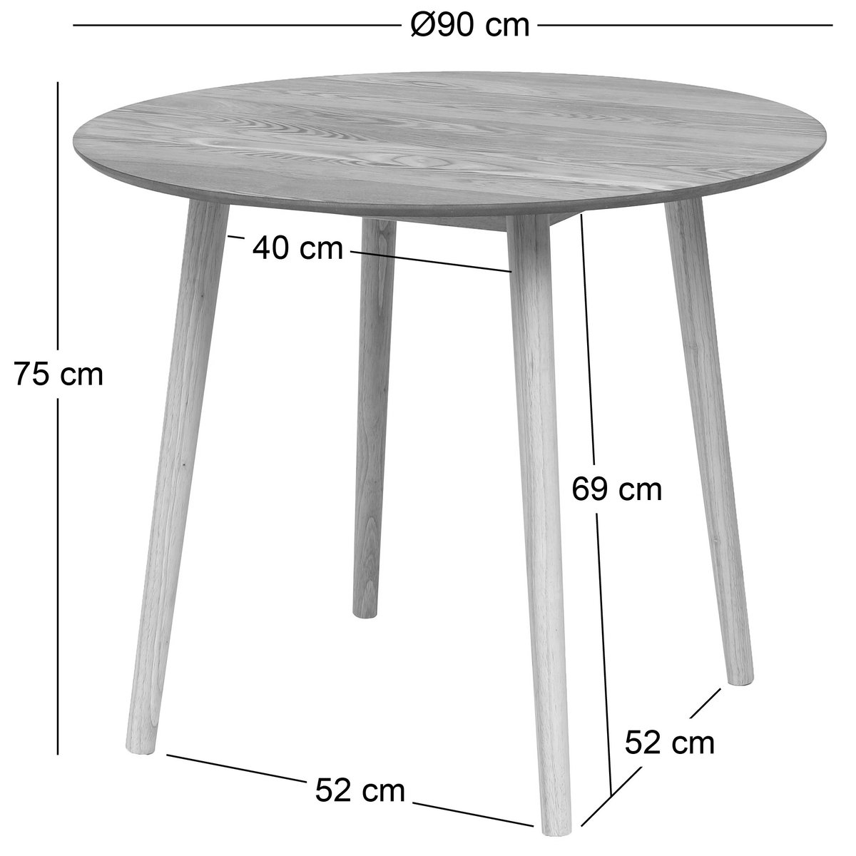 Table à manger 4 personnes en bois, TRADITION bois naturel, NORDLYS