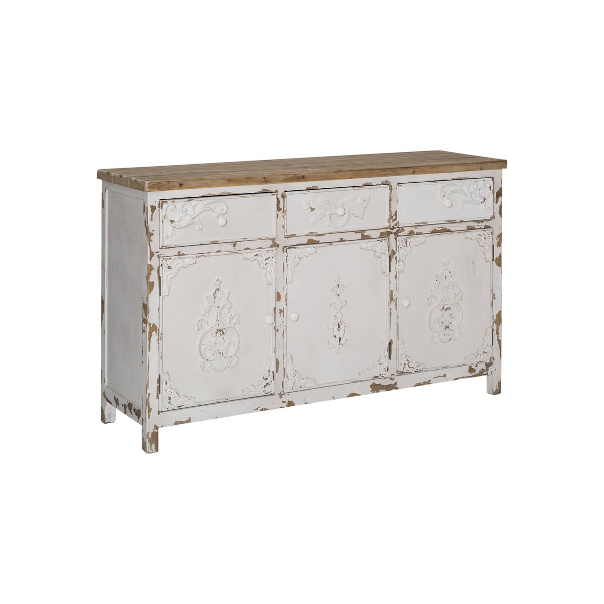 Buffet en bois de pin BASTILLE blanc, MADE IN MEUBLES