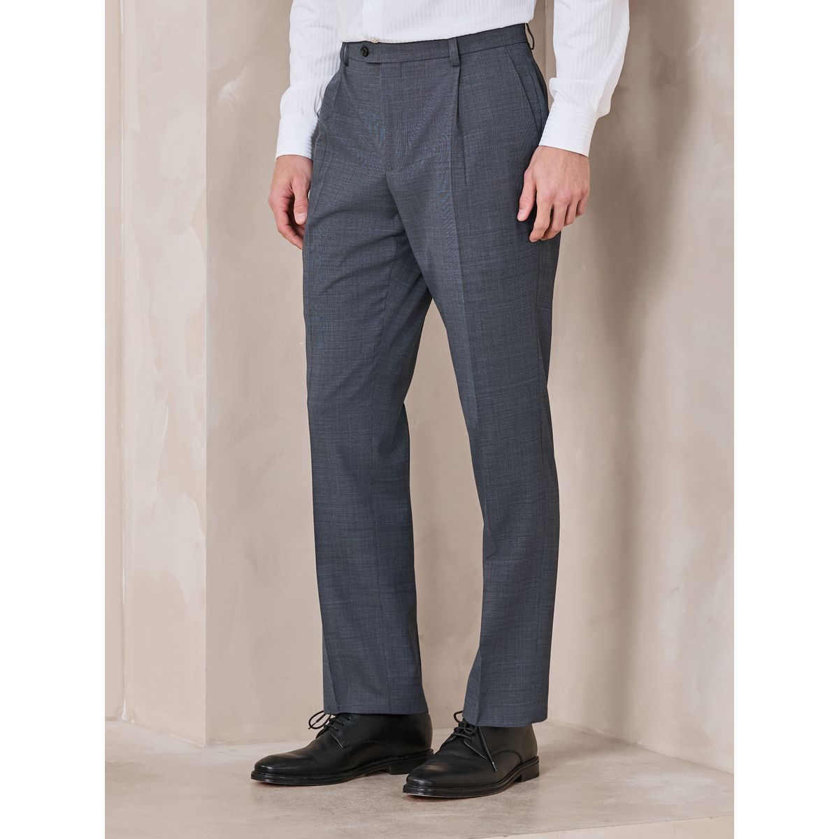 Pantalon de costume texturé en mérinos gris, NEXT