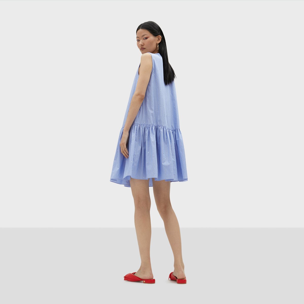 Robe courte avec jupe plissée ciel, LOLA CASADEMUNT